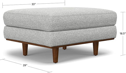 SIMPLIHOME Morrison 33-inch Wide Table Ottoman in Mist Grey Woven-Blend Fabric, Multifunctional Footrest, Coffee Table, or Extra Seating for Living Room, Mid-Century Modern Style