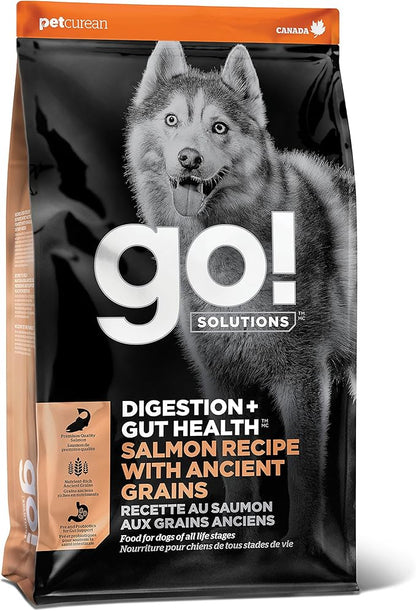 Go! Solutions Digestion + Gut Health, Dry Dog Food, Salmon Recipe with Ancient Grains, 12 lb Bag