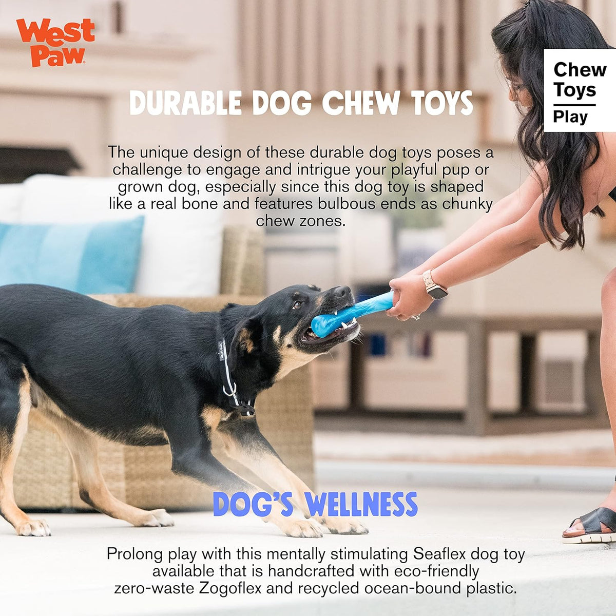 WEST PAW Seaflex Drifty Dog Toy – Machine Washable Dog Toys for Moderate Chewers – Eco-Friendly Zogoflex Toys for Dogs – Perfect for Gnawing, Fetch, Catch, Pet Training – 5.75" Small, Emerald