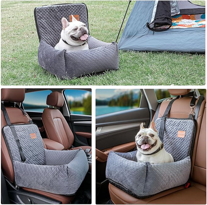 Dog Car Seat Pet Booster Seat Pet Travel Safety Car Seat,The Dog seat Made of Materials is Safe and Comfortable, and can be Disassembled for Easy Cleaning (Gray)