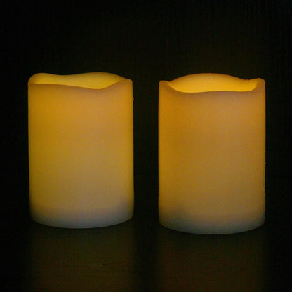 CANDLE CHOICE Waterproof Outdoor Battery Operated Flameless Candles Remote Timer White Plastic Realistic Flickering Fake Electric LED Pillars Lantern Garden Wedding Christmas Decorations 3”x4” 6 Pack