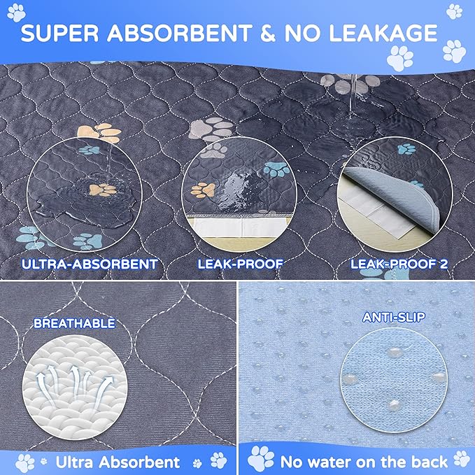 Aitmexcn Washable Puppy Dog Pee Pad, 2PCS 100% Waterproof Whelping Training Mat for Puppy/Senior Dog, Fast Drying Reusable Puppy Pads for Indoor, Outdoor and Car Travel- 18'' x 24''