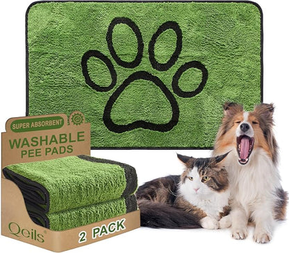 Reusable Dog Pee Pads, Washable Puppy Pads, Leak-Proof 30"x48" 2 Pack | Super Absorbent And Non-Slip Potty Training Pads, Soft Paw Print Plush Design, Ideal For Crates, Couch, Car Seats & Pet Beds