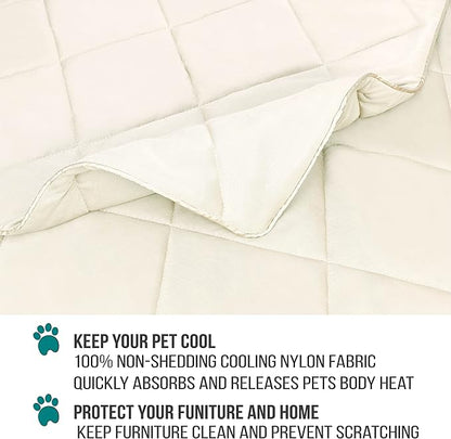 PetAmi Premium Cooling Dog Blanket | Lightweight Fluffy Pet Throw Blanket Bed Cover for Dogs, Cat, Puppies | Pet Blanket Furniture Protector Couch Sofa | Reversible Fuzzy Cozy | 40x60, Beige Latte