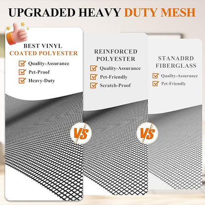 MAGZO Pet Proof Window&Door Screen Replacement Mesh, 48" W x 99" L, Best Vinyl Coated Polyester Dog Cat Resistant Heavy Duty, Net Netting Curtain Wire Roll Repair Kit for Patio/Porch/Sliding, Black
