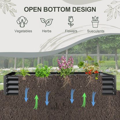 Domi Galvanized Raised Garden Bed, 6x3x1Ft Thickening Metal Planter Box for Vegetables Bottomless for Backyard Outdoor, 1" Deep w/ 128 Gallon Capacity - Dark Gray
