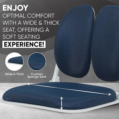 Made in Korea Dual-Backrests Ergonomic Floor Chair With Back Support - Meditation, Gaming, Reading Chair for Adults, Foldable (Blue)