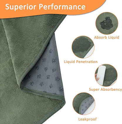 Bunlitent Washable Puppy Pads, Whelping Pads, 36'' x 48'', Green, 3 Packs | Quick-Dry, Non-Slip, Fast Absorbent, Reusable, Waterproof, Whelping Pads, For Incontinence, Housebreak, Crate