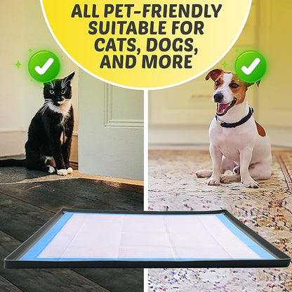 Dog Pee Pad Holder Tray Fits for 30” x 36” Pee Pads - 1 Pack - Grey | Corner Lock Holes, Raised Edges, Non-Spill, Easy to Clean Silicone Dog Potty Tray Holder, For Indoor Floor Protection