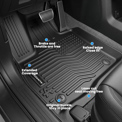 Auxko All Weather Floor Mats Fit for Kia Telluride 2020-2025 with 2nd Bucket Seat Without Center Console Liner Telluride Accessory All Season Guard Odorless Anti-Slip Floor Mat