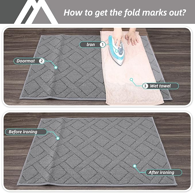 COSY HOMEER Door Mat Indoor Entrance, Non-Slip Absorbent Doormat for Front Door, Low-Profile Entryway Mat for Dirty Paws, Washable Dirt Trapper Mats (24"x36", Grey)
