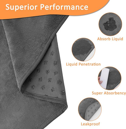 Bunlitent Washable Pee Pads for Dogs, 65'' x 48'', 3 Packs, Quick-Dry, Grey | Extra Large, Reusable, Fast Absorbent, Waterproof, Non-Slip, Whelping Pads, For Puppy, Senior Dog, Incontinence