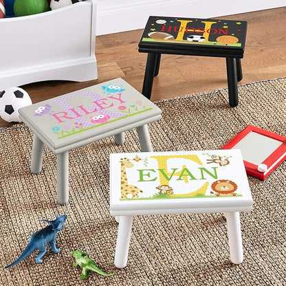 Let’s Make Memories Personalized My Own Name Step Stool - Children’s Step Stool - Sturdy Wood – Non-Toxic Paint, Sealer - Owl Design - Espresso - 14’Wx9.25”Lx8.75”H - Ages 3+