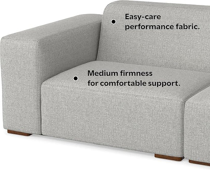 SIMPLIHOME Rex 2-Seater Modular Sofa in 100% Recycled Polyester Tightly Woven Performance Fabric, Pale Grey, 88-inches Wide, Handcrafted Modern-Style Loveseat Sofa for Living Room