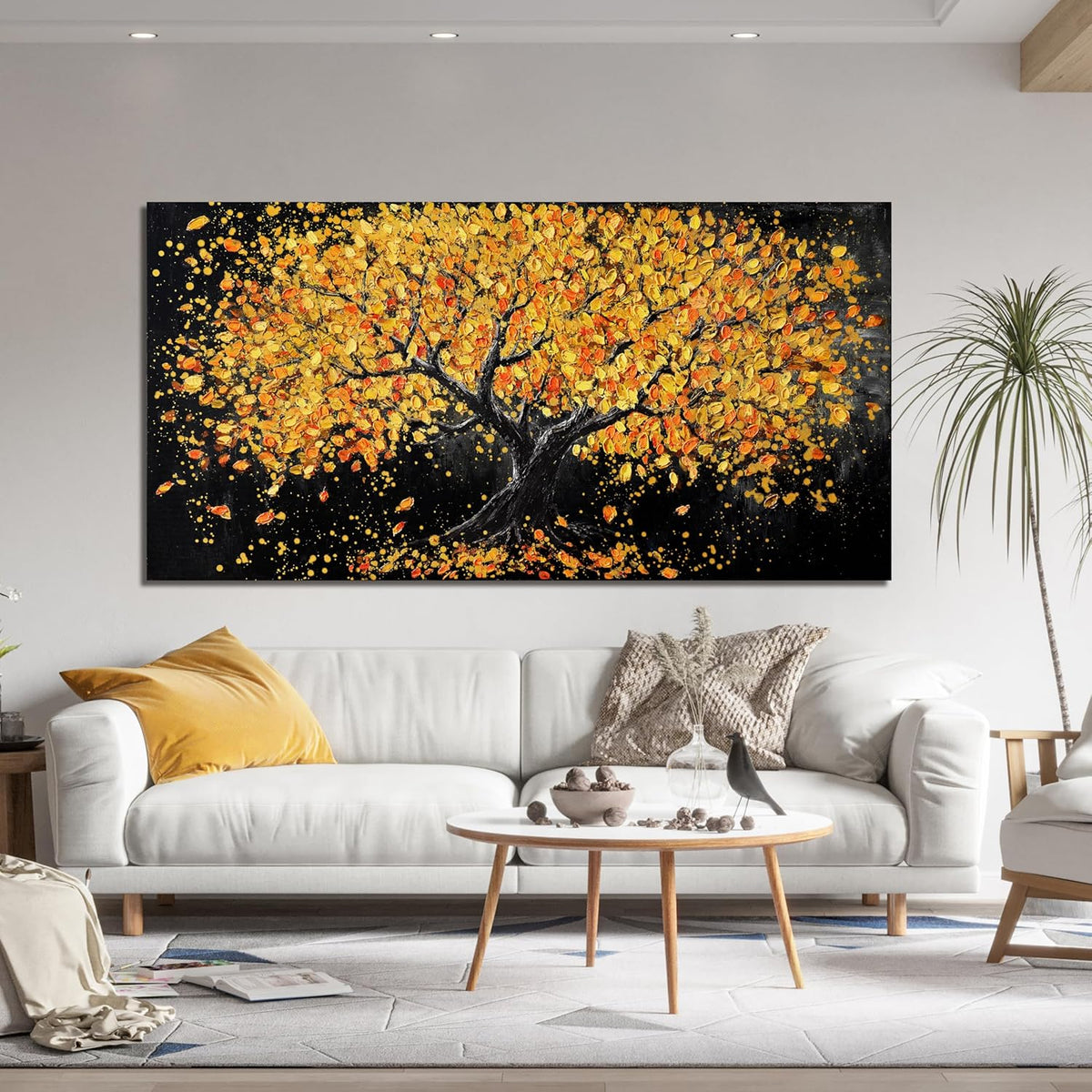 Canvas Wall Art Decor Wall Art Pictures for Living Room Artwork for Walls Black and Gold Wall Art Decor Tree of Life Wall Art Modern Wall Art Prints Art Work for Home Office Kitchen Wall Decor 24"X48"
