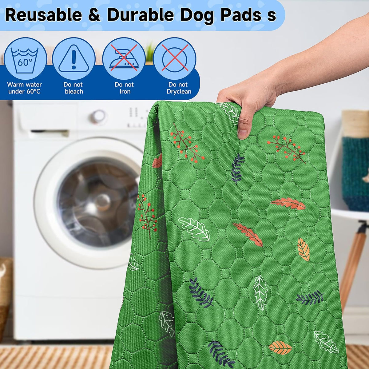 Sunheir 2 Pack Washable Guinea Pig Pee Pads, 24" x 48" Waterproof Reusable Guinea Pig Cage Liners, Absorbent Bedding Training Mat for Small Animal Guinea Pigs Rabbit Bunny Hamster - Green