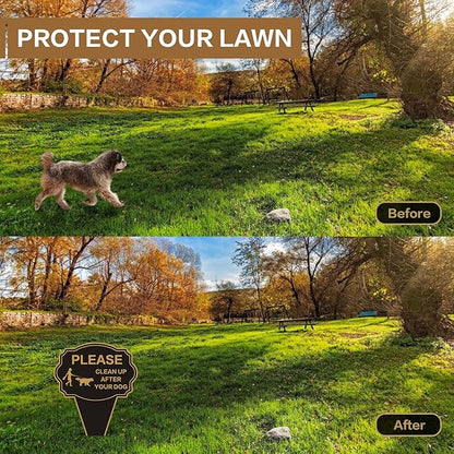 Double Sided Yard Sign,Clean Up After Your Dog Sign,14”X10” No Poop Signs For Lawn No Pooping Dog Signs For Yard With Integrated Stake,Easy Mounting,Outdoor Use(1PACK-Clean Up After Your Dog)