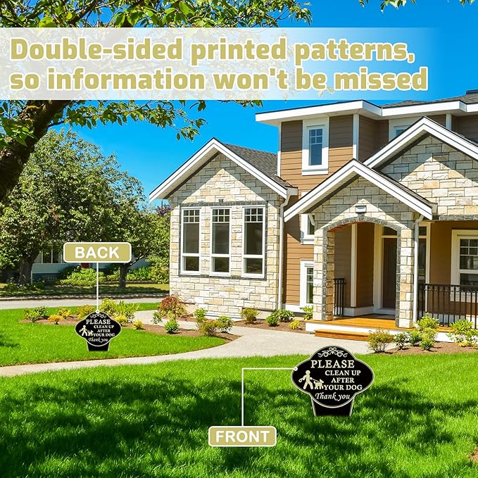 Please Clean Up After Your Dog Sign, 10”x14” Double-Sided No Dog Poop Signs Heavy Duty Aluminum for Lawn Easy Install, Pick Up After Your Dog Sign with Integrated Stake for Yard, Outdoor Use