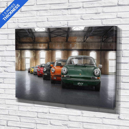Porsche Car 911 Color Revolution Canvas Art Print Picture Wall Home Decor - Various Sizes (18in x 12in Gallery Wrapped)