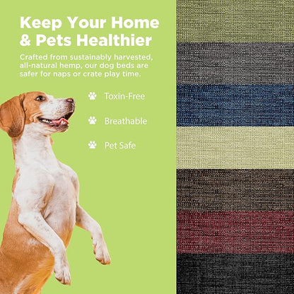 Medium - 36 x 24 x 5 - Cranberry Premium Org Hemp Dog Bed - CertiPUR Fill - Removeable Cover