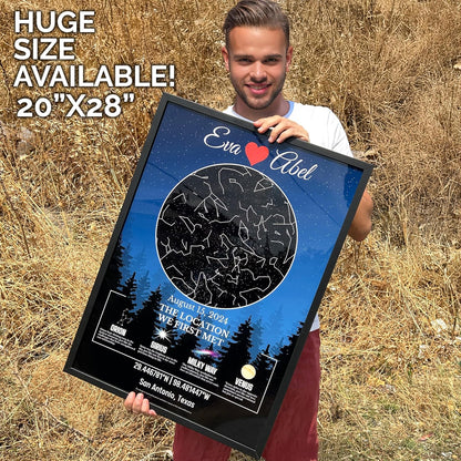 Custom Star Map Gift for Couples, Personalized Glass Night Sky, Where We Met Constellation Map, Romantic Anniversary or Wedding Gift, Unique Wall Art for Him or Her