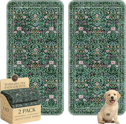 Washable Pee Pads for Dogs,Great Urine Absorbent Reusable Puppy Training Pads,Waterproof,Leak-Proof & Non-Slip Potty Pads for Whelping,Crate,Playpen,Bed.(Midnight Garden Floral,36"x72")