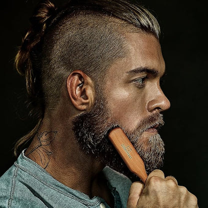 Zilberhaar Beard Brush Grooming Kit (Soft Version) 2nd Cut Boar Bristles - Ideal for Stubbles and Short To Medium Beards - Distributes Balm and Oil for Growth/Styling - Comes with Brush Cleaning Tool