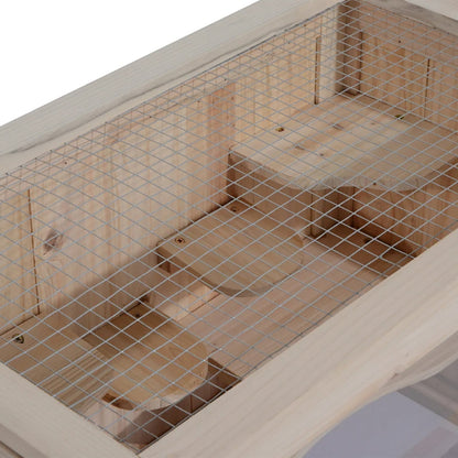 2-Level Hamster Cage Mice And Rat House,  With Openable Top, Front Door, Shelf And Ladder  For Hamsters, Mice And Other Small Rodents Ramps
