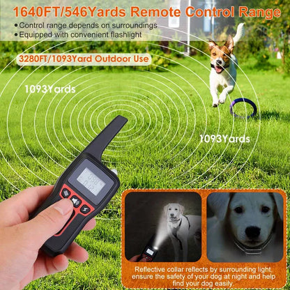 3280FT Dog Training Collar IP67 Waterproof Pet Beep Vibration Electric Shock Collar