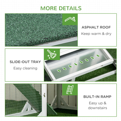 49" Small Chicken Coop Hen House with Garden Space, Chicken House Outdoor Run Cage with Weather Protection, 2-4 Birds, Green