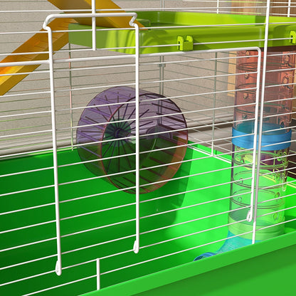 23" 5-Tier Hamster Cage with Wheel and Water Bottle, Green