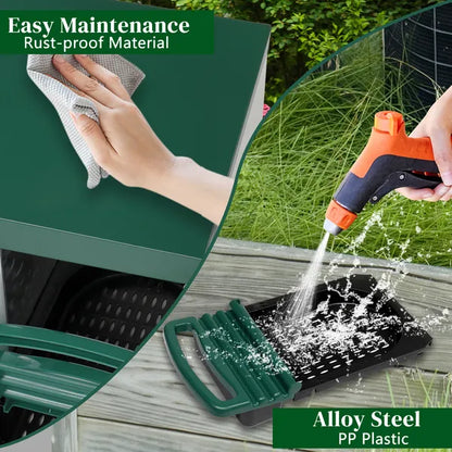 2 Compartment Roll Out Chicken Nesting Box With Plastic Basket, Egg Nest Box Chicken Laying Box Hens Chicken Coop Box, Green
