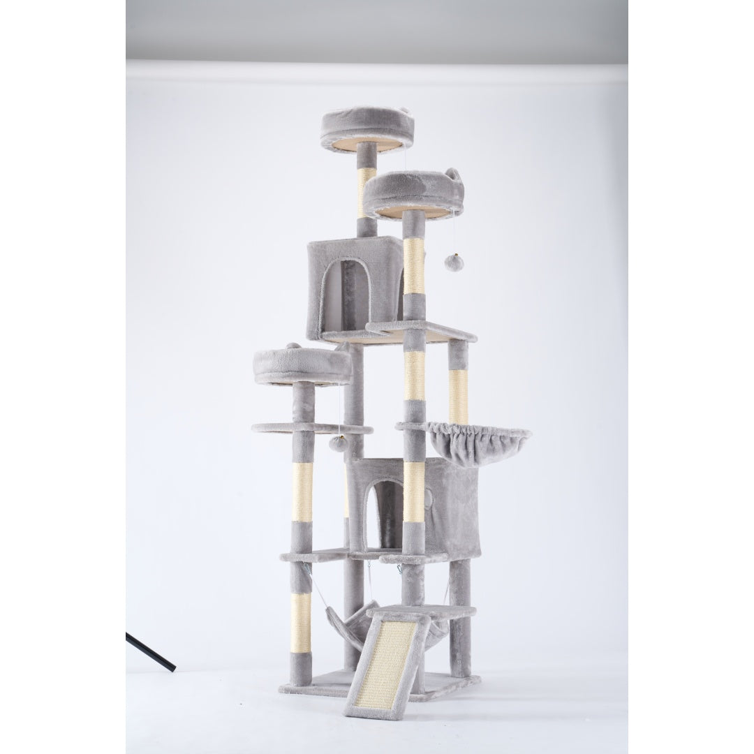Cat Tree Tower, 65-inch Large Cat Tree, With Hammocks And Scratch Columns, A Comfortable And Fun Cat Jumping Platform Space