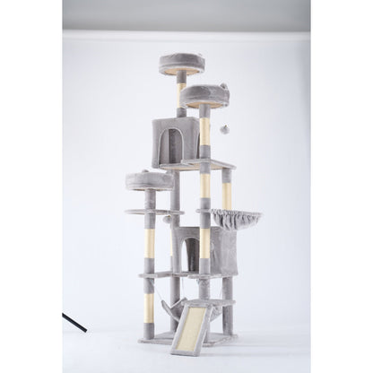 Cat Tree Tower, 65-inch Large Cat Tree, With Hammocks And Scratch Columns, A Comfortable And Fun Cat Jumping Platform Space
