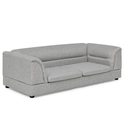 Oversized Pet Sofa, Curved Armrest Rectangular Dog Sofa, Linen Fabric Comfort Pet Couch for Large & Oversized Dogs-LIGHT GREYX