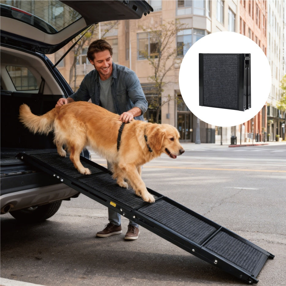 Dog Ramp For Car 71inch Long & 19.3inch Wide Portable Dog Ramps For Large Dogs With Non-Slip Rug Surface Dog Car Ramp For SUV Car & Truck, Folding Dog Ramp Up To 250LBS