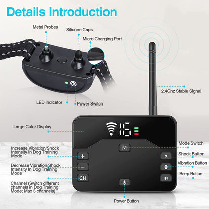 2 In 1 Wireless Electric Dog Fence Waterproof Pet Shock Boundary Containment System Electric Training Collar With 2 Receiver Collars For Small Medium Large Dogs