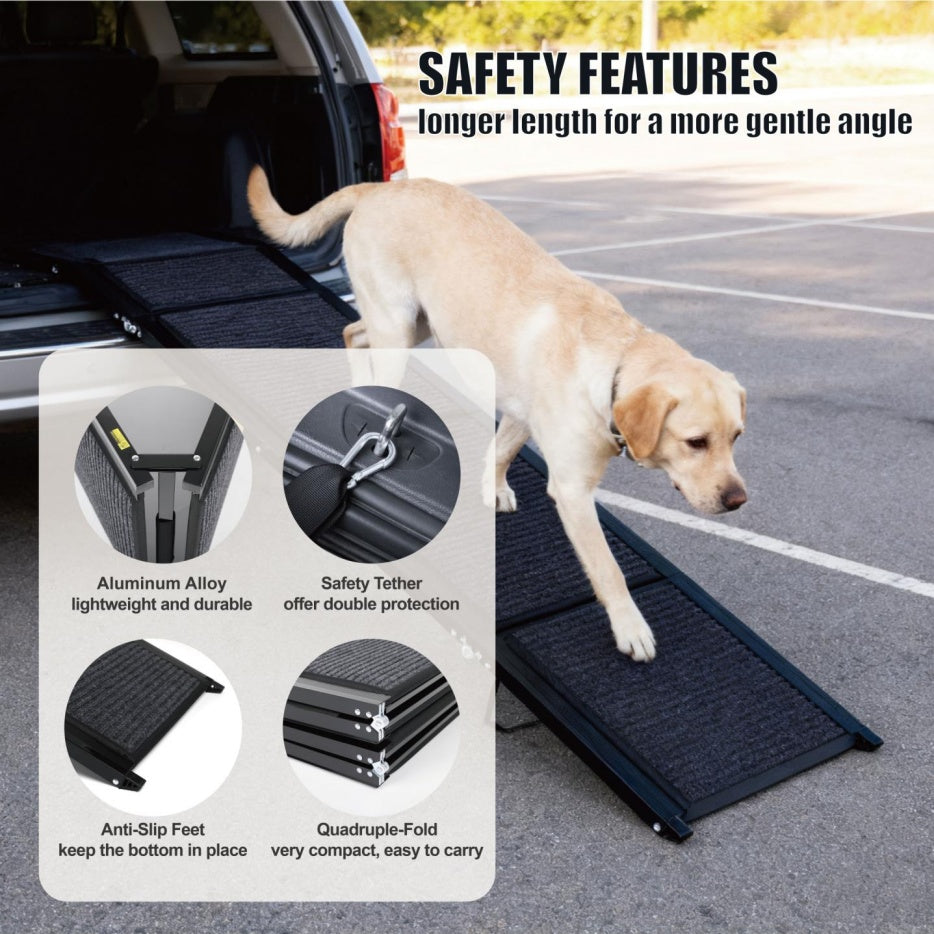 Dog Ramp For Car 71inch Long & 19.3inch Wide Portable Dog Ramps For Large Dogs With Non-Slip Rug Surface Dog Car Ramp For SUV Car & Truck, Folding Dog Ramp Up To 250LBS