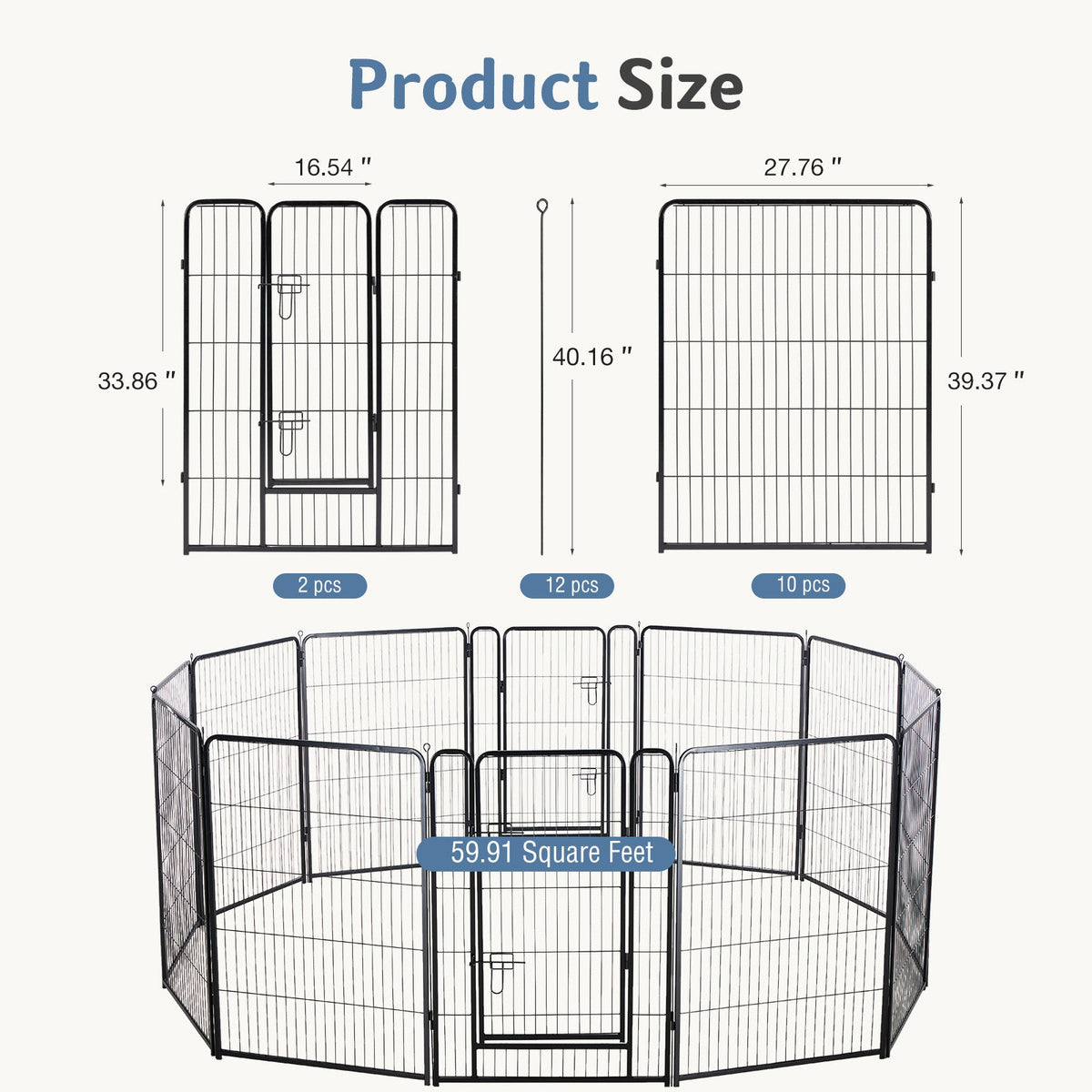 Metal Material, Foldable Pet Fence With A Door, Suitable For Small, Medium And Large-sized Dogs Outdoors