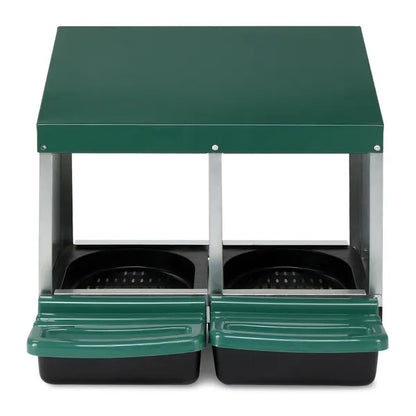 2 Compartment Roll Out Chicken Nesting Box With Plastic Basket, Egg Nest Box Chicken Laying Box Hens Chicken Coop Box, Green